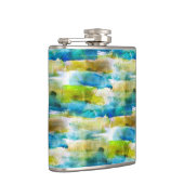 Waterverf abstract groen, blauw heupfles (Rechts)