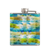Waterverf abstract groen, blauw heupfles (Achterkant)