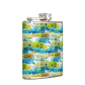 Waterverf abstract groen, blauw heupfles (Rechts)