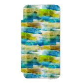 Waterverf abstract groen, blauw incipio iPhone portemonnee hoesje (Voorkant Agenda)