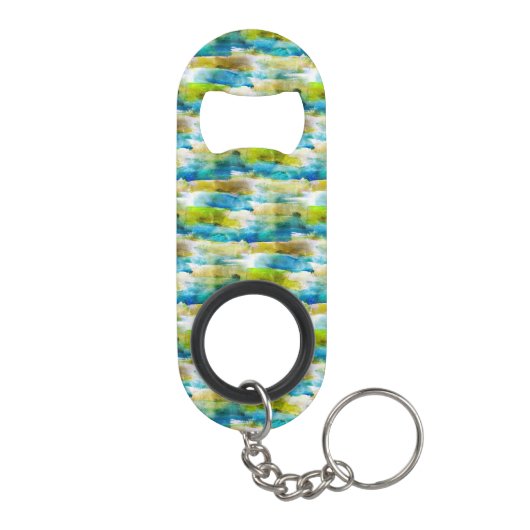 Waterverf abstract groen, blauw mini flessenopener (Achterkant)