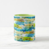 Waterverf abstract groen, blauw mok (Midden)