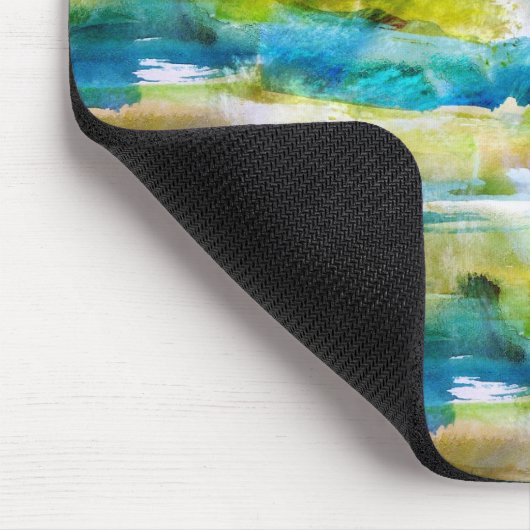 Waterverf abstract groen, blauw muismat (Hoek)