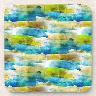 Waterverf abstract groen, blauw onderzetter