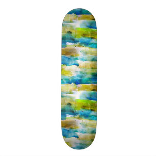 Waterverf abstract groen, blauw skateboard