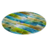 Waterverf abstract groen, blauw snijplank (Hoek)