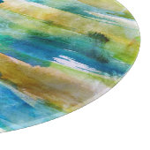 Waterverf abstract groen, blauw snijplank (Hoek)