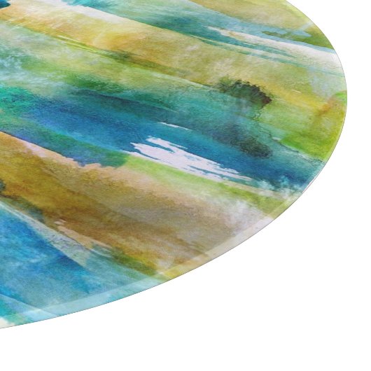 Waterverf abstract groen, blauw snijplank (Hoek)