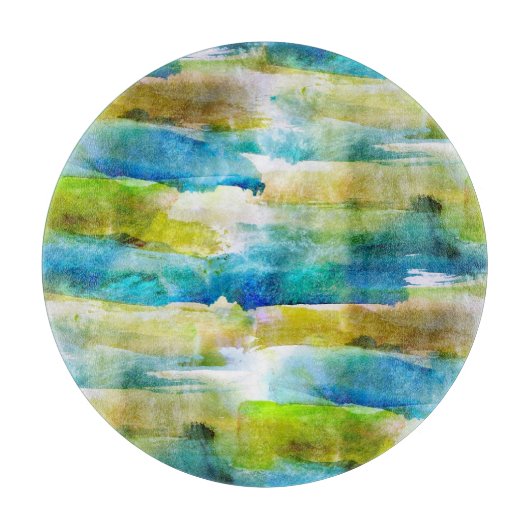 Waterverf abstract groen, blauw snijplank (Voorkant)