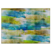 Waterverf abstract groen, blauw snijplank (Voorkant)