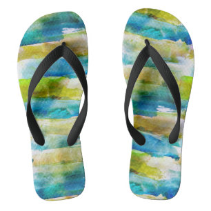 Waterverf abstract groen, blauw teenslippers
