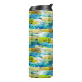 Waterverf abstract groen, blauw thermosbeker (Gedraaid links)