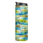 Waterverf abstract groen, blauw thermosbeker (Geroteerd rechts)