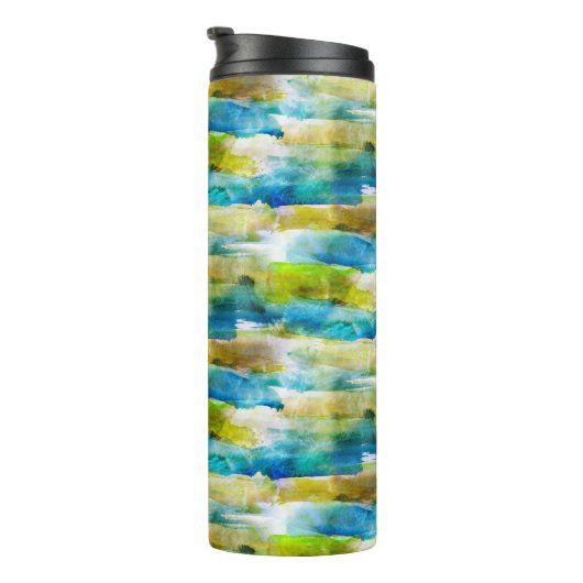 Waterverf abstract groen, blauw thermosbeker (Geroteerd rechts)