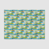 Waterverf abstract groen, blauw tissuepapier (Voorkant)