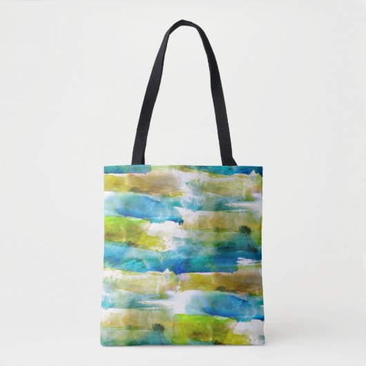 Waterverf abstract groen, blauw tote bag (Voorkant)