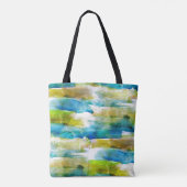 Waterverf abstract groen, blauw tote bag (Achterkant)