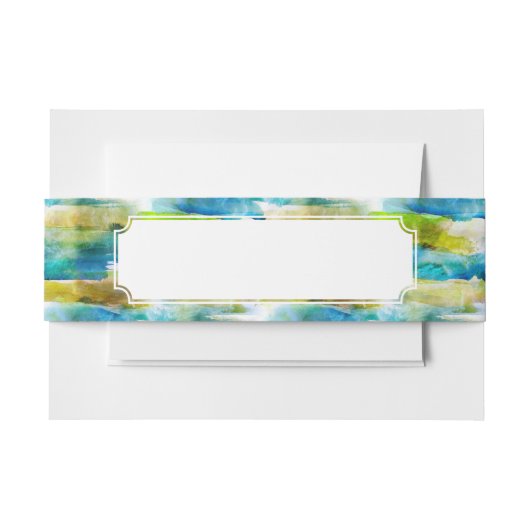 Waterverf abstract groen, blauw uitnodigingen wikkel (Voorkant Voorbeeld)