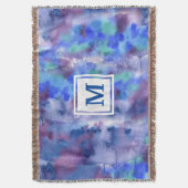 Waterverf Abstract handgeschilderd blauw Paars Bla Deken (Voorkant Verticaal)