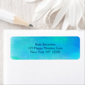  Waterverf Abstract in Aqua Green en Blue Etiket (Insitu)
