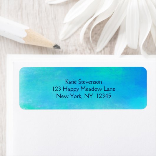  Waterverf Abstract in Aqua Green en Blue Etiket (Insitu)