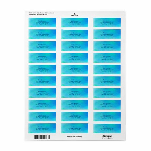  Waterverf Abstract in Aqua Green en Blue Etiket (Full Sheet)