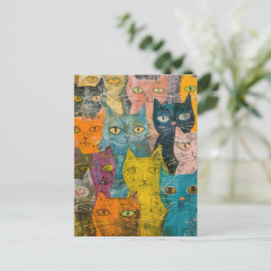 Waterverf  Abstract Kat (12) Uitnodiging Briefkaart