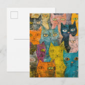 Waterverf  Abstract Kat (12) Uitnodiging Briefkaart (Voorkant / Achterkant)