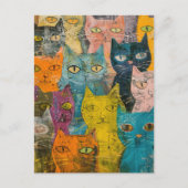 Waterverf  Abstract Kat (12) Uitnodiging Briefkaart (Voorkant)