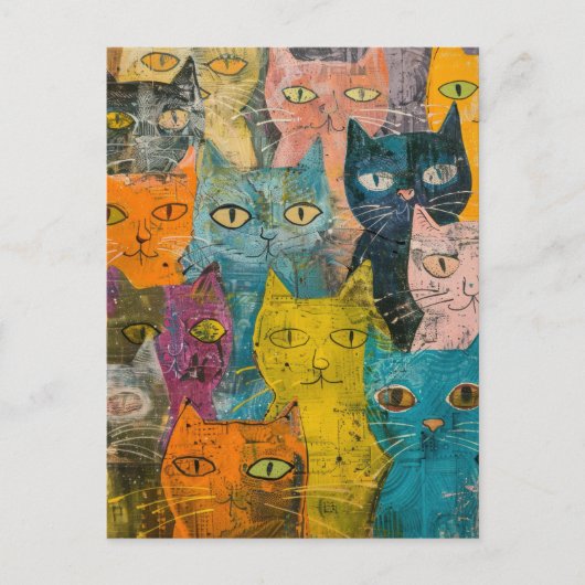 Waterverf  Abstract Kat (12) Uitnodiging Briefkaart (Voorkant)