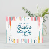 Waterverf Abstract Kleurrijk Opslaan Datum Kaart (Staand voorkant)