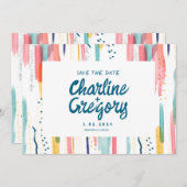 Waterverf Abstract Kleurrijk Opslaan Datum Kaart (Voorkant / Achterkant)