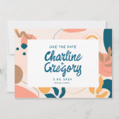 Waterverf Abstract Kleurrijk Opslaan Datum Kaart (Voorkant)