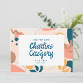 Waterverf Abstract Kleurrijk Opslaan Datum Kaart (Staand voorkant)