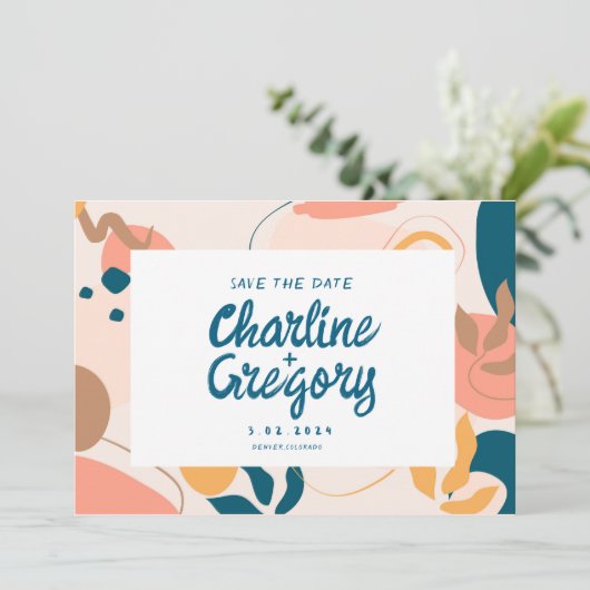 Waterverf Abstract Kleurrijk Opslaan Datum Kaart (Staand voorkant)