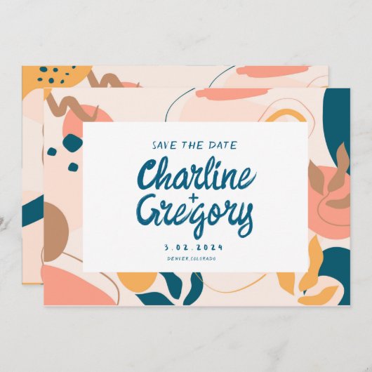 Waterverf Abstract Kleurrijk Opslaan Datum Kaart (Voorkant / Achterkant)