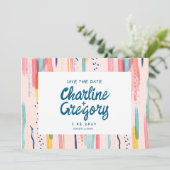 Waterverf Abstract Kleurrijk Opslaan Datum Kaart (Staand voorkant)