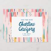 Waterverf Abstract Kleurrijk Opslaan Datum Kaart (Voorkant / Achterkant)