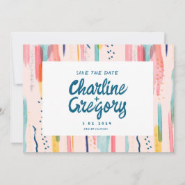 Waterverf Abstract Kleurrijk Opslaan Datum Kaart