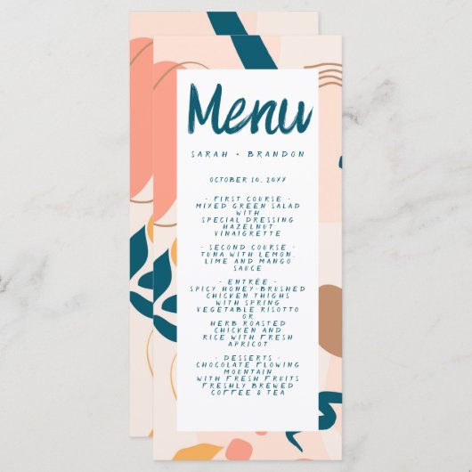 Waterverf Abstract Kleurrijk Pastel Weddenschap Me Menu (Voorkant / Achterkant)