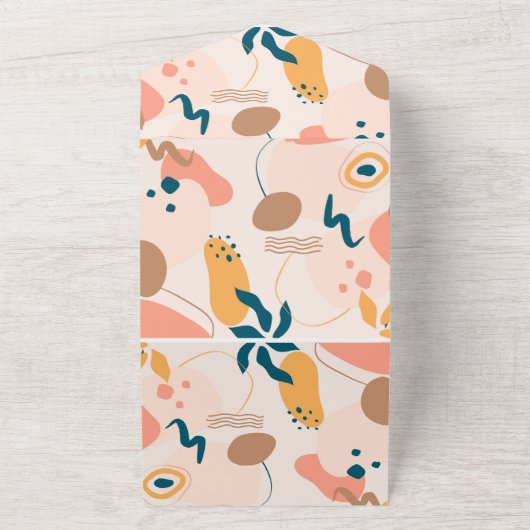 Waterverf Abstract kleurrijk pastelhuwelijk All In One Uitnodiging (Buitenkant)