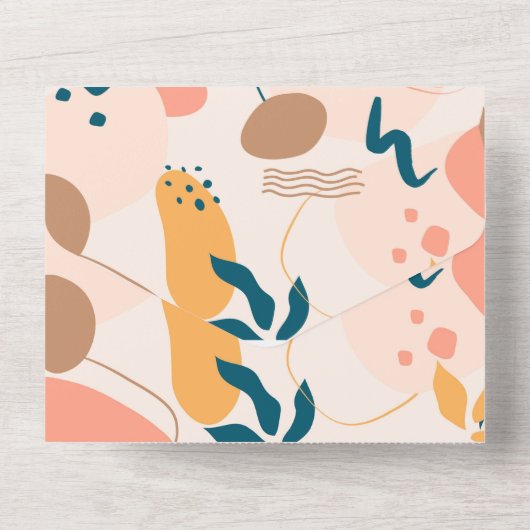 Waterverf Abstract kleurrijk pastelhuwelijk All In One Uitnodiging (Achterkant)