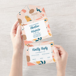 Waterverf Abstract kleurrijk pastelhuwelijk All In One Uitnodiging