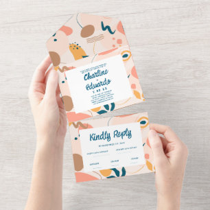 Waterverf Abstract kleurrijk pastelhuwelijk All In One Uitnodiging