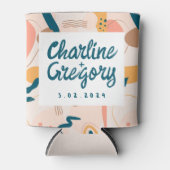 Waterverf Abstract kleurrijk pastelhuwelijk Blikjeskoeler (Voorkant)