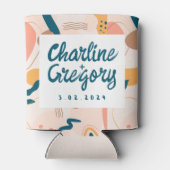 Waterverf Abstract kleurrijk pastelhuwelijk Blikjeskoeler (Achterkant)