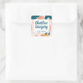 Waterverf Abstract kleurrijk pastelhuwelijk Vierkante Sticker (Tas)