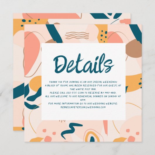 Waterverf Abstract kleurrijke bruiloft - Gegevens Kaart (Voorkant / Achterkant)