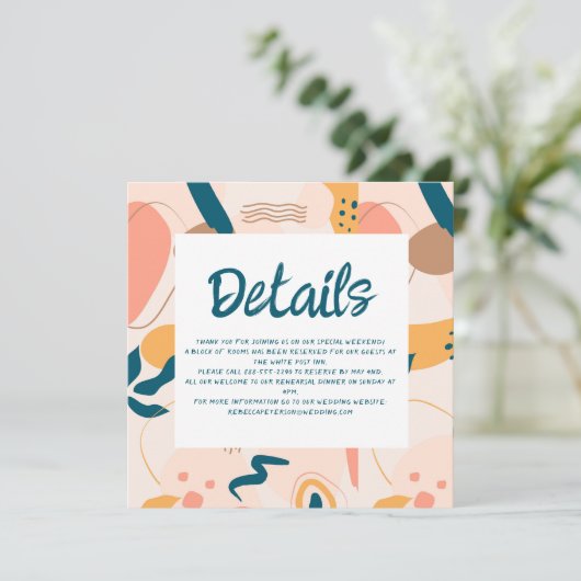 Waterverf Abstract kleurrijke bruiloft - Gegevens Kaart (Staand voorkant)