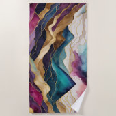 Waterverf Abstract Landschap Goudblauw Paars Strandlaken (Voorkant)